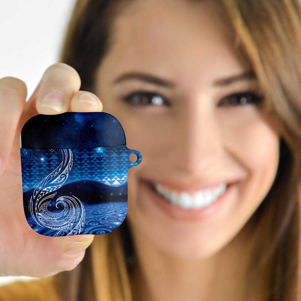 New Zealand Matariki AirPods Case Taniko Aramoana With Koru Galaxy Sky Night - Polynesian Pride