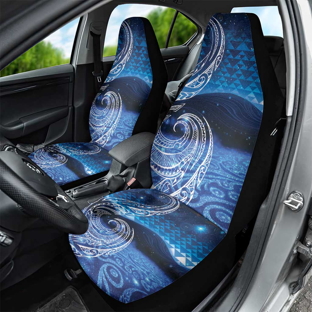 New Zealand Matariki Car Seat Cover Taniko Aramoana With Koru Galaxy Sky Night LT9 - Polynesian Pride