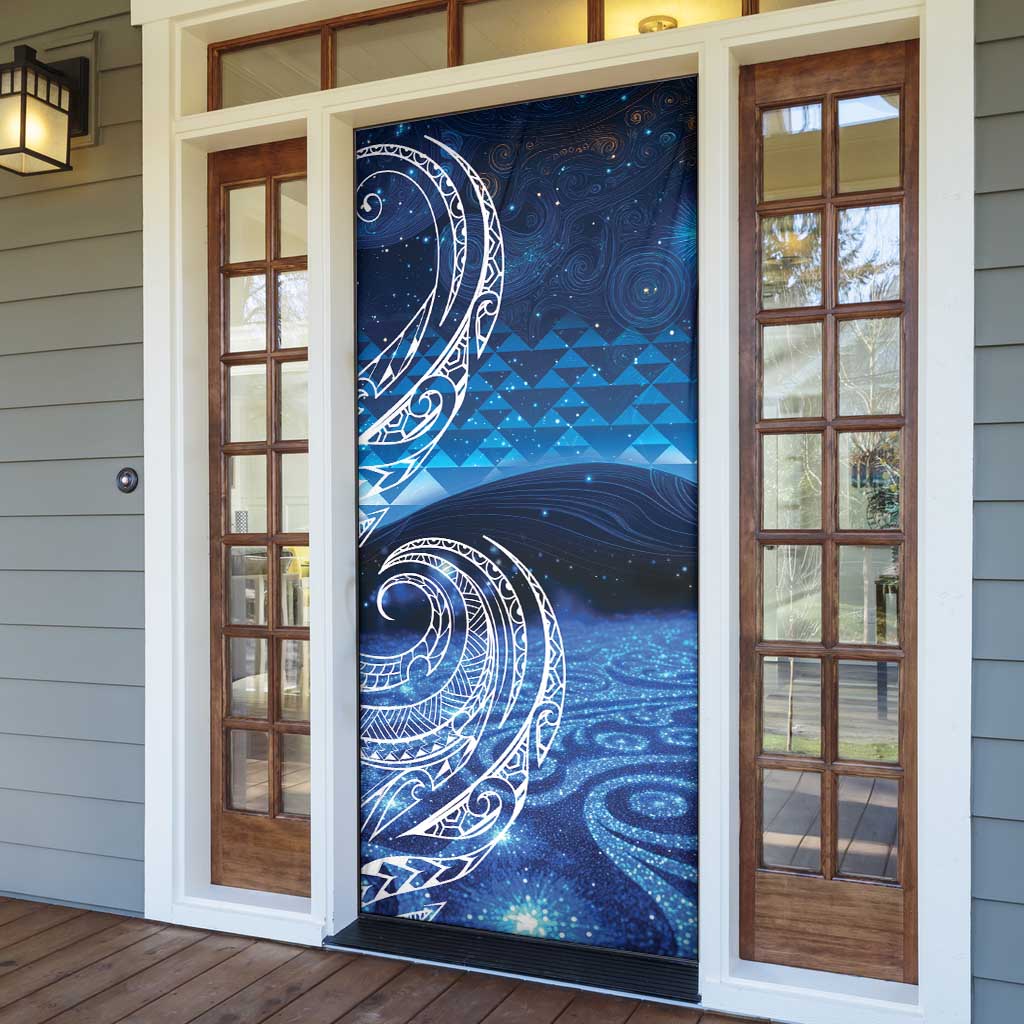 New Zealand Matariki Door Cover Taniko Aramoana With Koru Galaxy Sky Night LT9 - Polynesian Pride