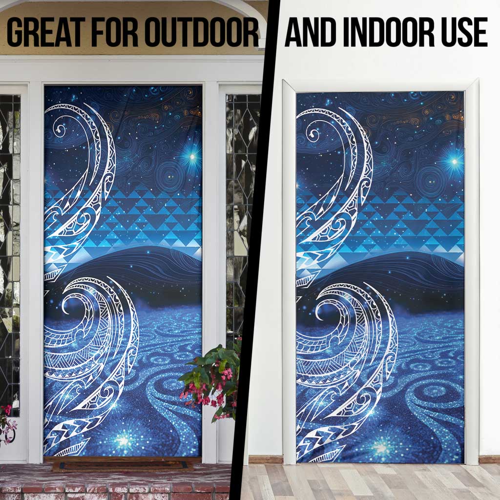 New Zealand Matariki Door Cover Taniko Aramoana With Koru Galaxy Sky Night LT9 - Polynesian Pride