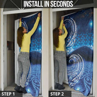 New Zealand Matariki Door Cover Taniko Aramoana With Koru Galaxy Sky Night LT9 - Polynesian Pride