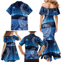 New Zealand Matariki Family Matching Mermaid Dress and Hawaiian Shirt Taniko Aramoana With Koru Galaxy Sky Night LT9 - Polynesian Pride