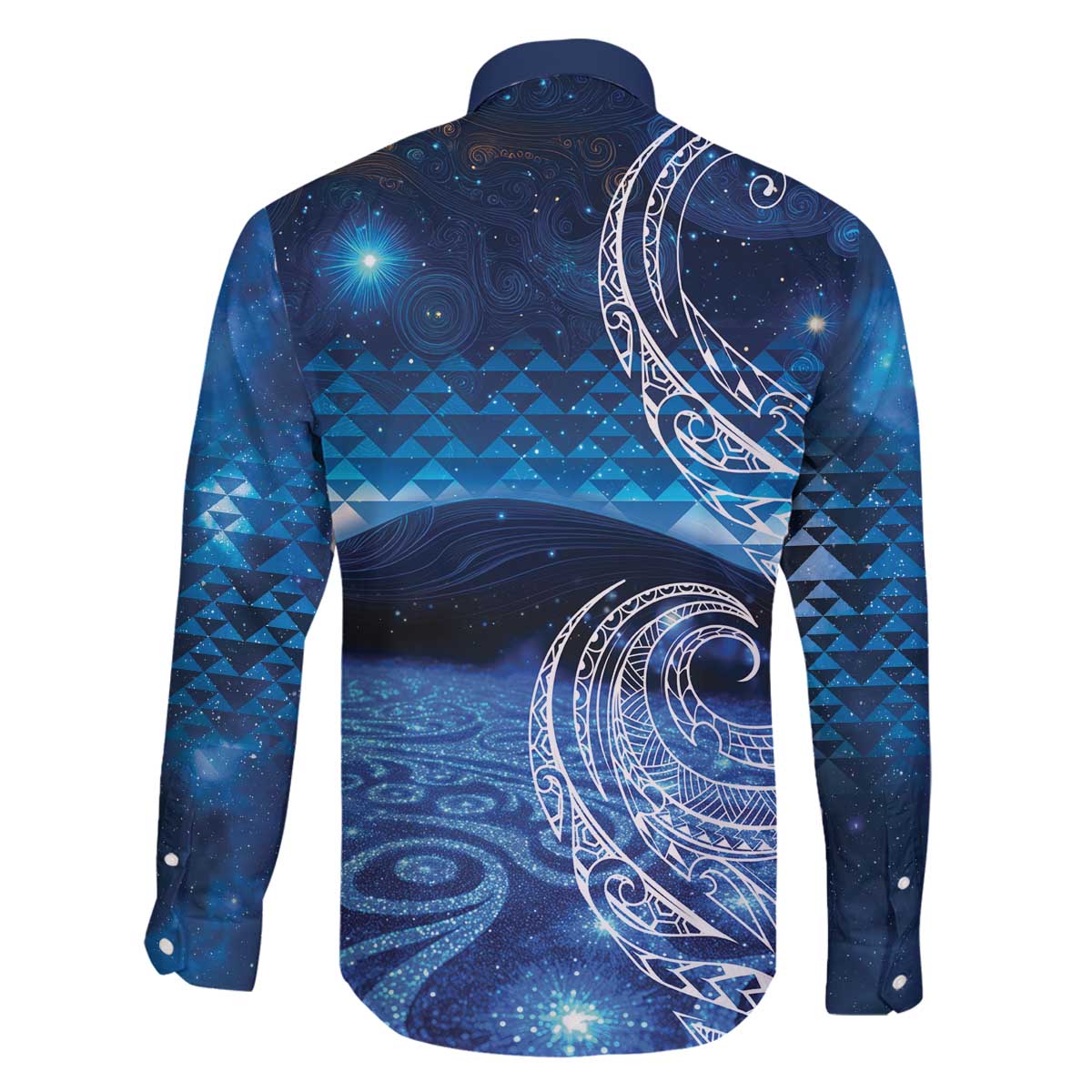 New Zealand Matariki Family Matching Off The Shoulder Long Sleeve Dress and Hawaiian Shirt Taniko Aramoana With Koru Galaxy Sky Night LT9 - Polynesian Pride