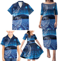 New Zealand Matariki Family Matching Puletasi and Hawaiian Shirt Taniko Aramoana With Koru Galaxy Sky Night LT9 - Polynesian Pride