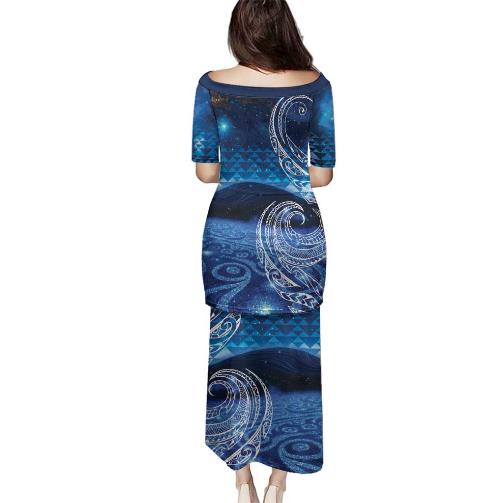 New Zealand Matariki Family Matching Puletasi and Hawaiian Shirt Taniko Aramoana With Koru Galaxy Sky Night LT9 - Polynesian Pride