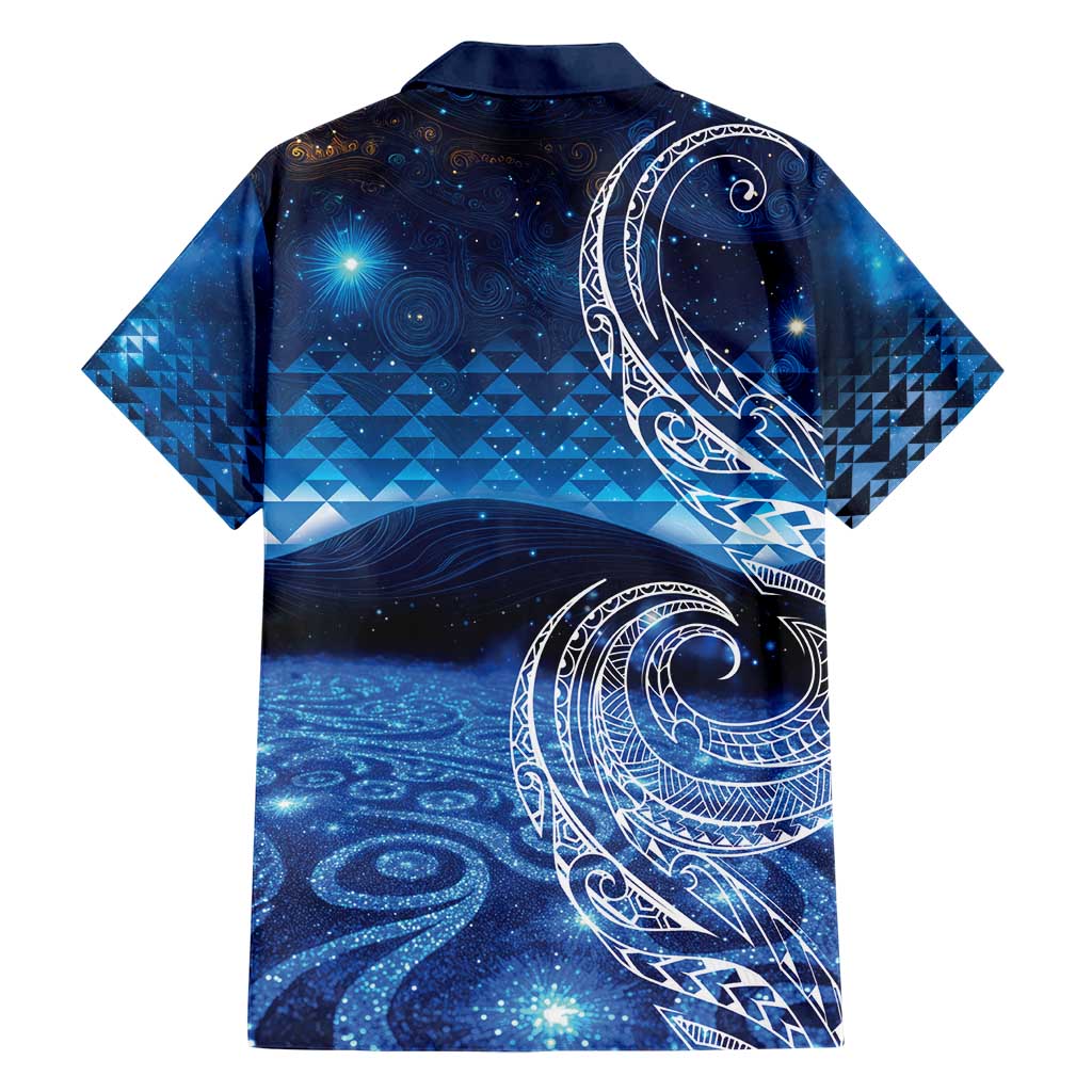 New Zealand Matariki Family Matching Short Sleeve Bodycon Dress and Hawaiian Shirt Taniko Aramoana With Koru Galaxy Sky Night LT9 - Polynesian Pride