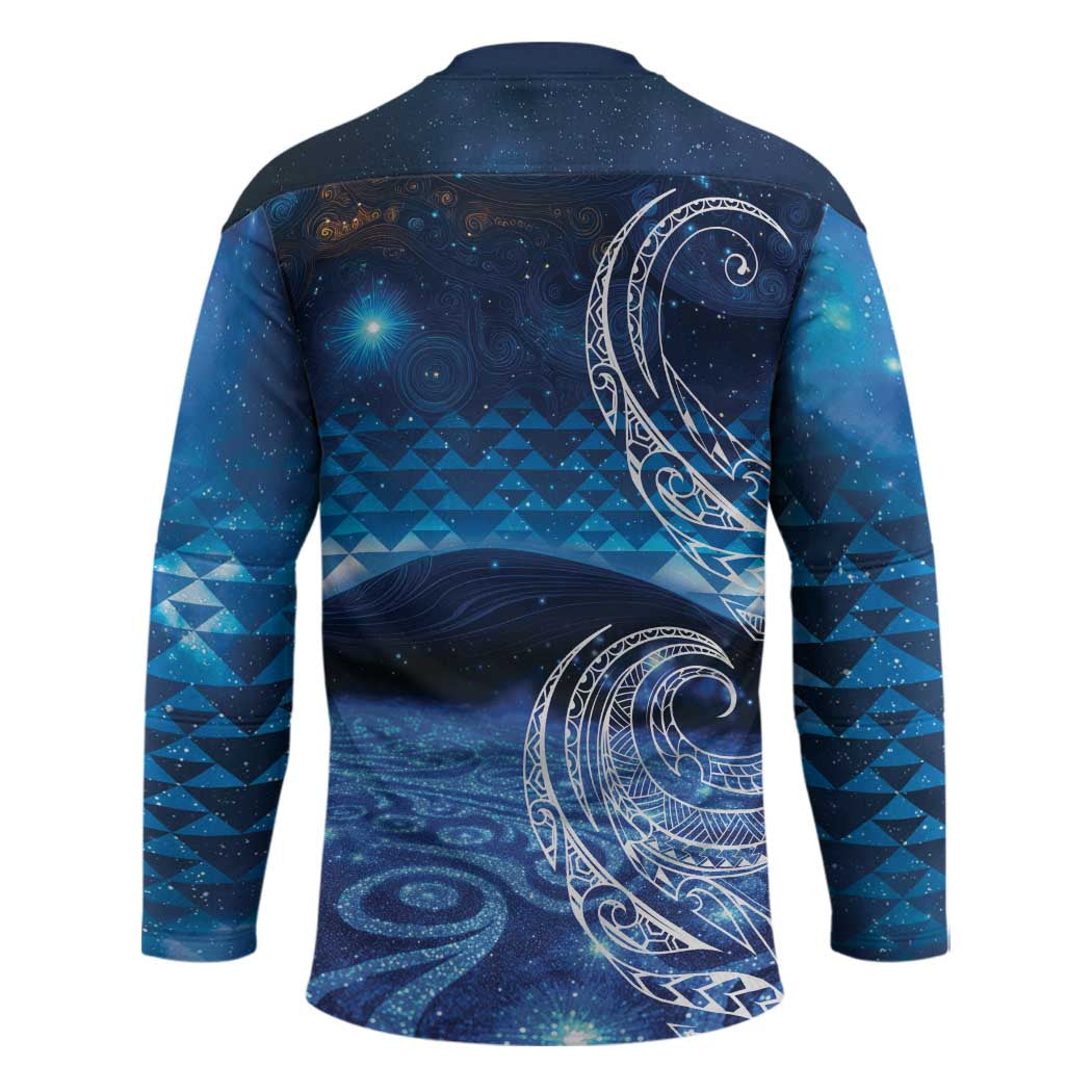 New Zealand Matariki Hockey Jersey Taniko Aramoana With Koru Galaxy Sky Night LT9 - Polynesian Pride