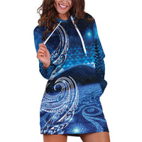 New Zealand Matariki Hoodie Dress Taniko Aramoana With Koru Galaxy Sky Night LT9 Galaxy - Polynesian Pride
