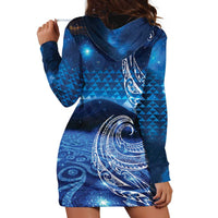 New Zealand Matariki Hoodie Dress Taniko Aramoana With Koru Galaxy Sky Night LT9 - Polynesian Pride