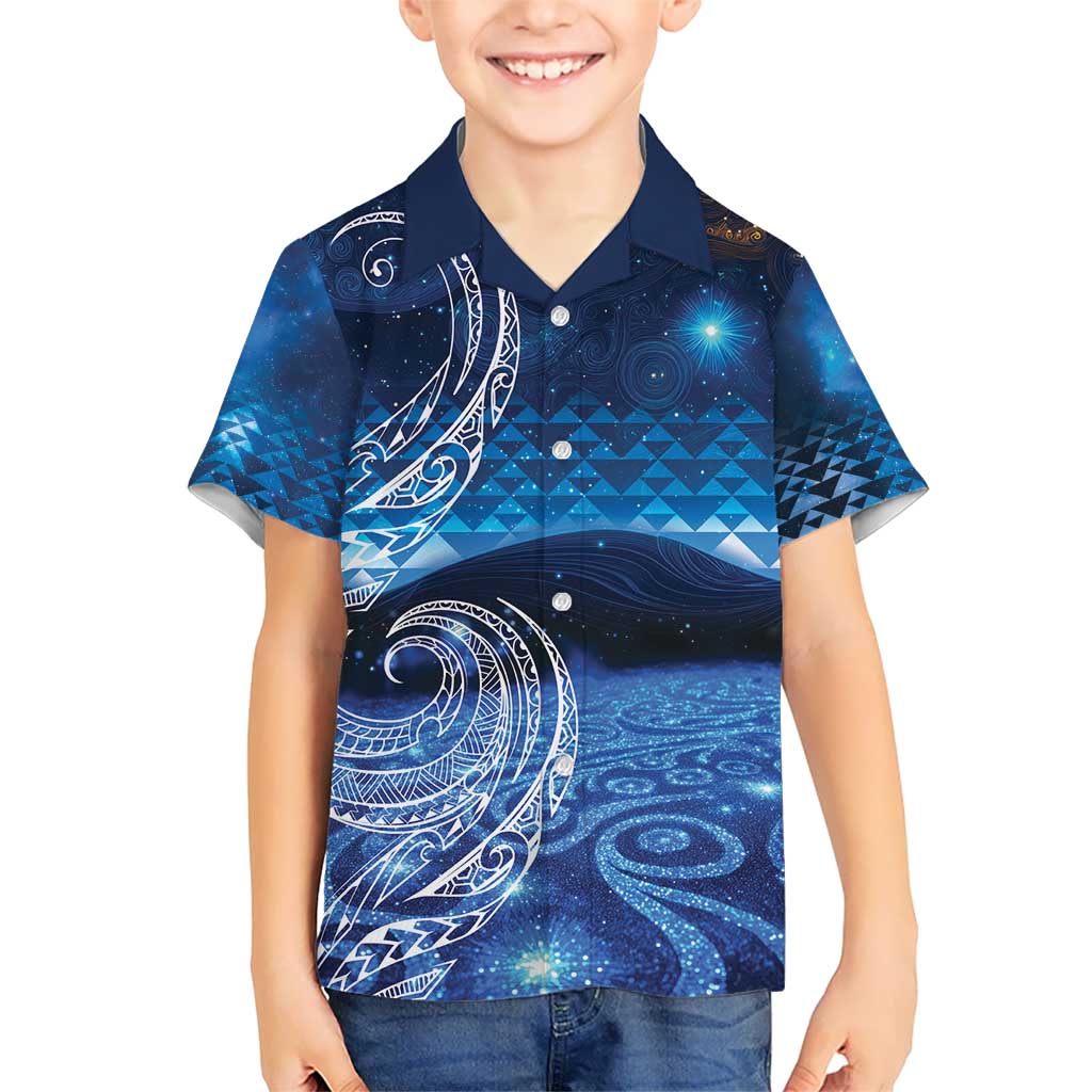 New Zealand Matariki Kid Hawaiian Shirt Taniko Aramoana With Koru Galaxy Sky Night LT9 Kid Galaxy - Polynesian Pride