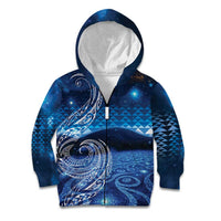 New Zealand Matariki Kid Hoodie Taniko Aramoana With Koru Galaxy Sky Night LT9 Zip Hoodie Galaxy - Polynesian Pride