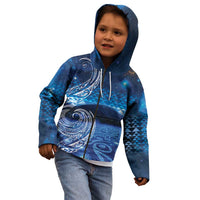 New Zealand Matariki Kid Hoodie Taniko Aramoana With Koru Galaxy Sky Night LT9 - Polynesian Pride