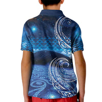 New Zealand Matariki Kid Polo Shirt Taniko Aramoana With Koru Galaxy Sky Night LT9 - Polynesian Pride