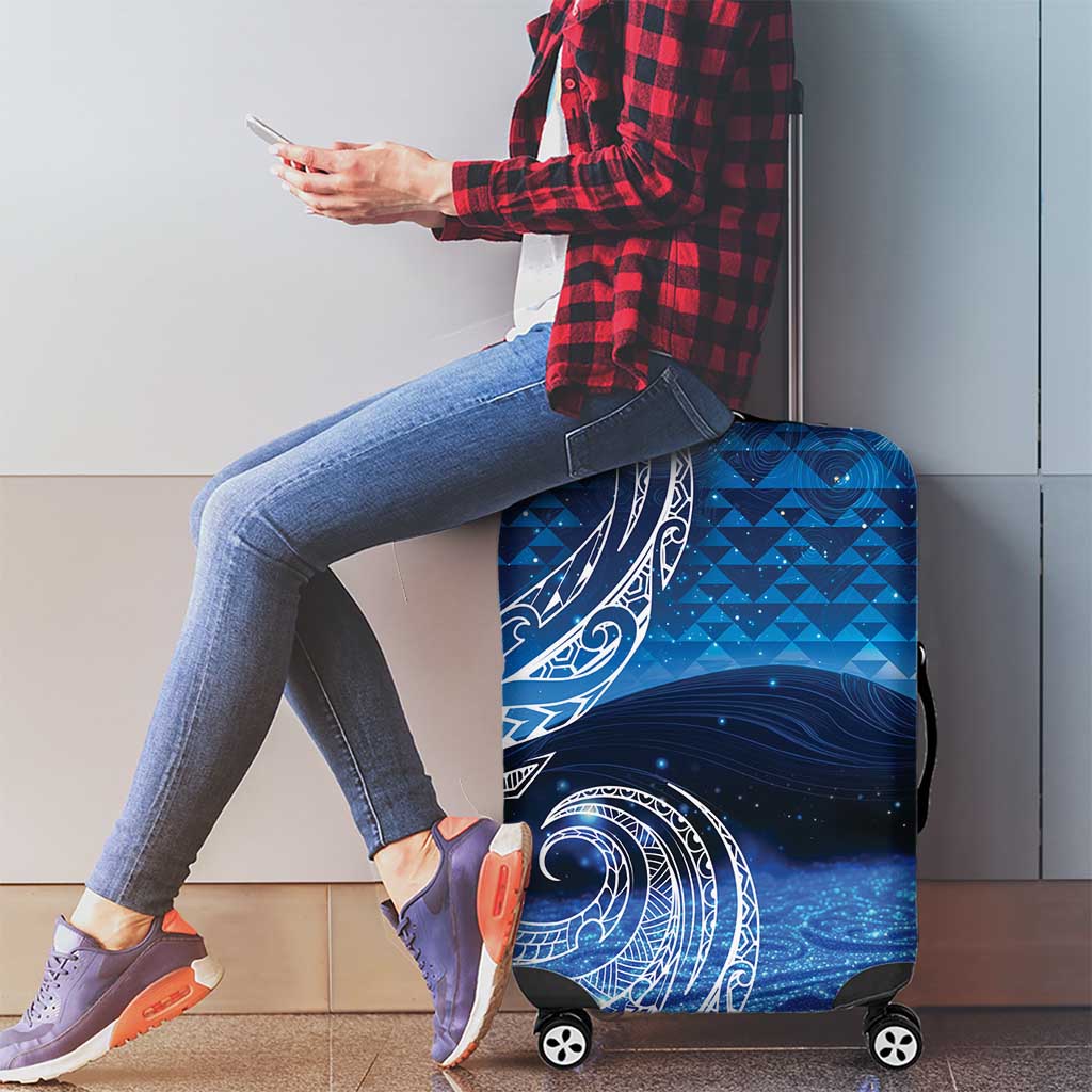New Zealand Matariki Luggage Cover Taniko Aramoana With Koru Galaxy Sky Night LT9 - Polynesian Pride