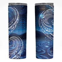 New Zealand Matariki Skinny Tumbler Taniko Aramoana With Koru Galaxy Sky Night LT9 Galaxy - Polynesian Pride