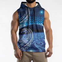 New Zealand Matariki Sleeveless Hoodie Taniko Aramoana With Koru Galaxy Sky Night LT9 - Polynesian Pride