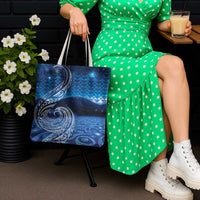 New Zealand Matariki Tote Bag Taniko Aramoana With Koru Galaxy Sky Night - Polynesian Pride