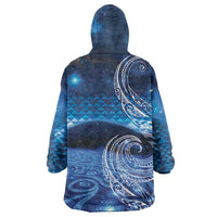 New Zealand Matariki Wearable Blanket Hoodie Taniko Aramoana With Koru Galaxy Sky Night LT9 - Polynesian Pride