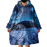 New Zealand Matariki Wearable Blanket Hoodie Taniko Aramoana With Koru Galaxy Sky Night LT9 - Polynesian Pride
