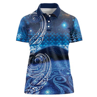 New Zealand Matariki Women Polo Shirt Taniko Aramoana With Koru Galaxy Sky Night LT9 Female Galaxy - Polynesian Pride