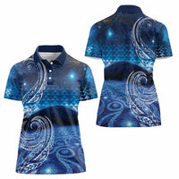 New Zealand Matariki Women Polo Shirt Taniko Aramoana With Koru Galaxy Sky Night LT9 - Polynesian Pride