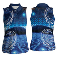 New Zealand Matariki Women Sleeveless Polo Shirt Taniko Aramoana With Koru Galaxy Sky Night LT9 - Polynesian Pride