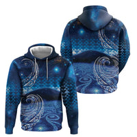 New Zealand Matariki Zip Hoodie Taniko Aramoana With Koru Galaxy Sky Night LT9 - Polynesian Pride
