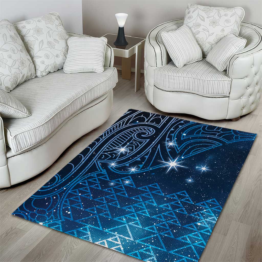 New Zealand Matariki Area Rug Taniko Aramoana With Maori Galaxy Sky Night