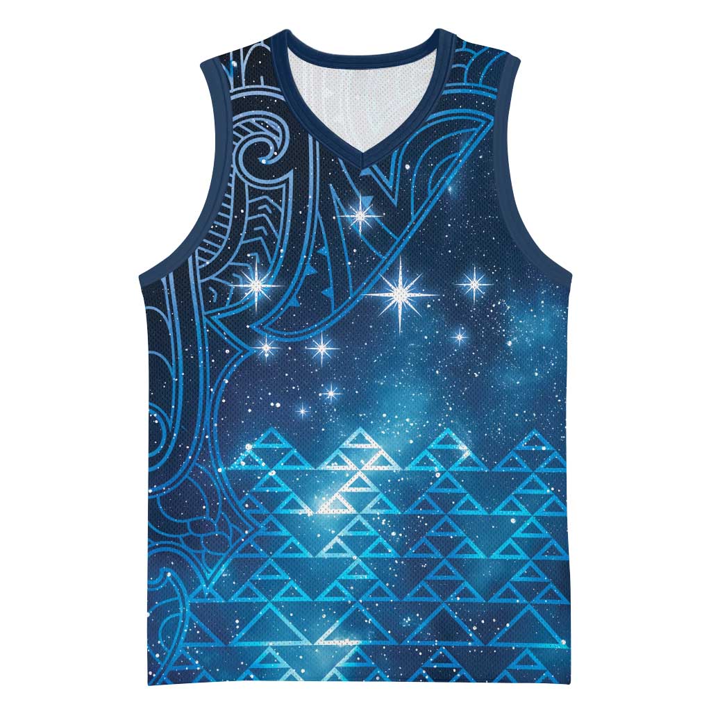 New Zealand Matariki Basketball Jersey Taniko Aramoana With Maori Galaxy Sky Night LT9 Unisex Galaxy - Polynesian Pride