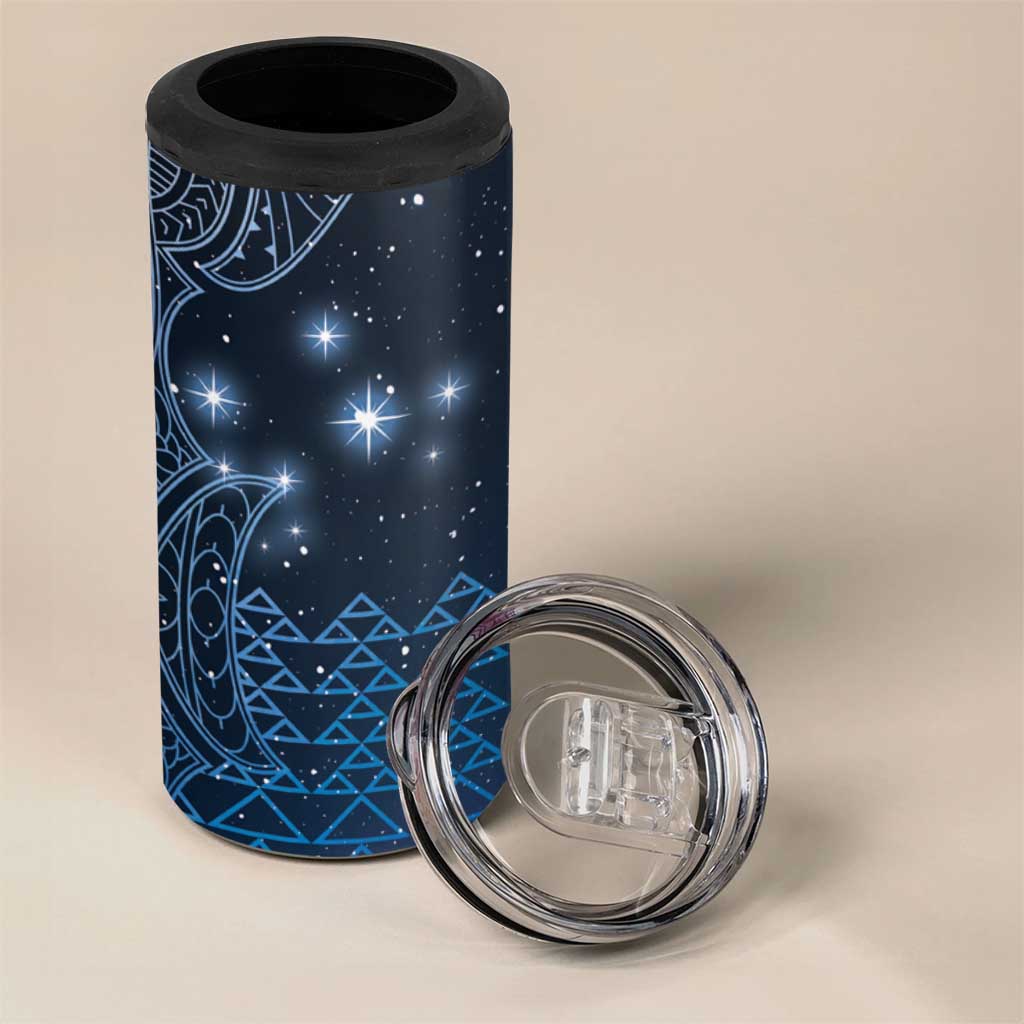 New Zealand Matariki 4 in 1 Can Cooler Tumbler Taniko Aramoana With Maori Galaxy Sky Night LT9 - Polynesian Pride
