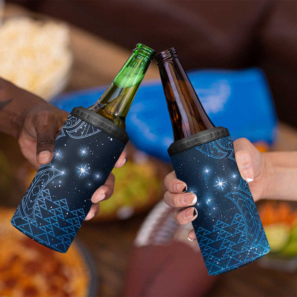 New Zealand Matariki 4 in 1 Can Cooler Tumbler Taniko Aramoana With Maori Galaxy Sky Night LT9 - Polynesian Pride