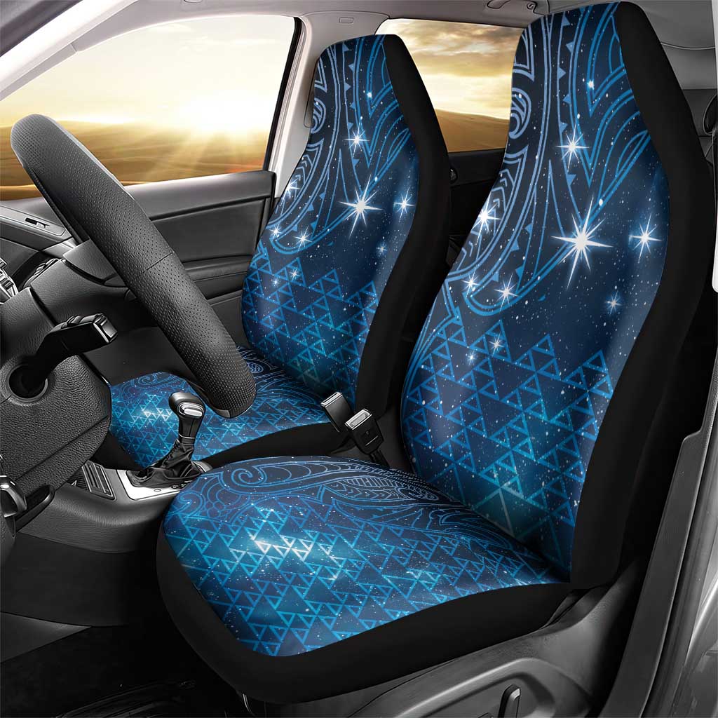 New Zealand Matariki Car Seat Cover Taniko Aramoana With Maori Galaxy Sky Night LT9 - Polynesian Pride