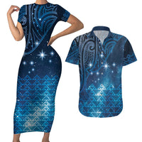 New Zealand Matariki Couples Matching Short Sleeve Bodycon Dress and Hawaiian Shirt Taniko Aramoana With Maori Galaxy Sky Night LT9 Galaxy - Polynesian Pride