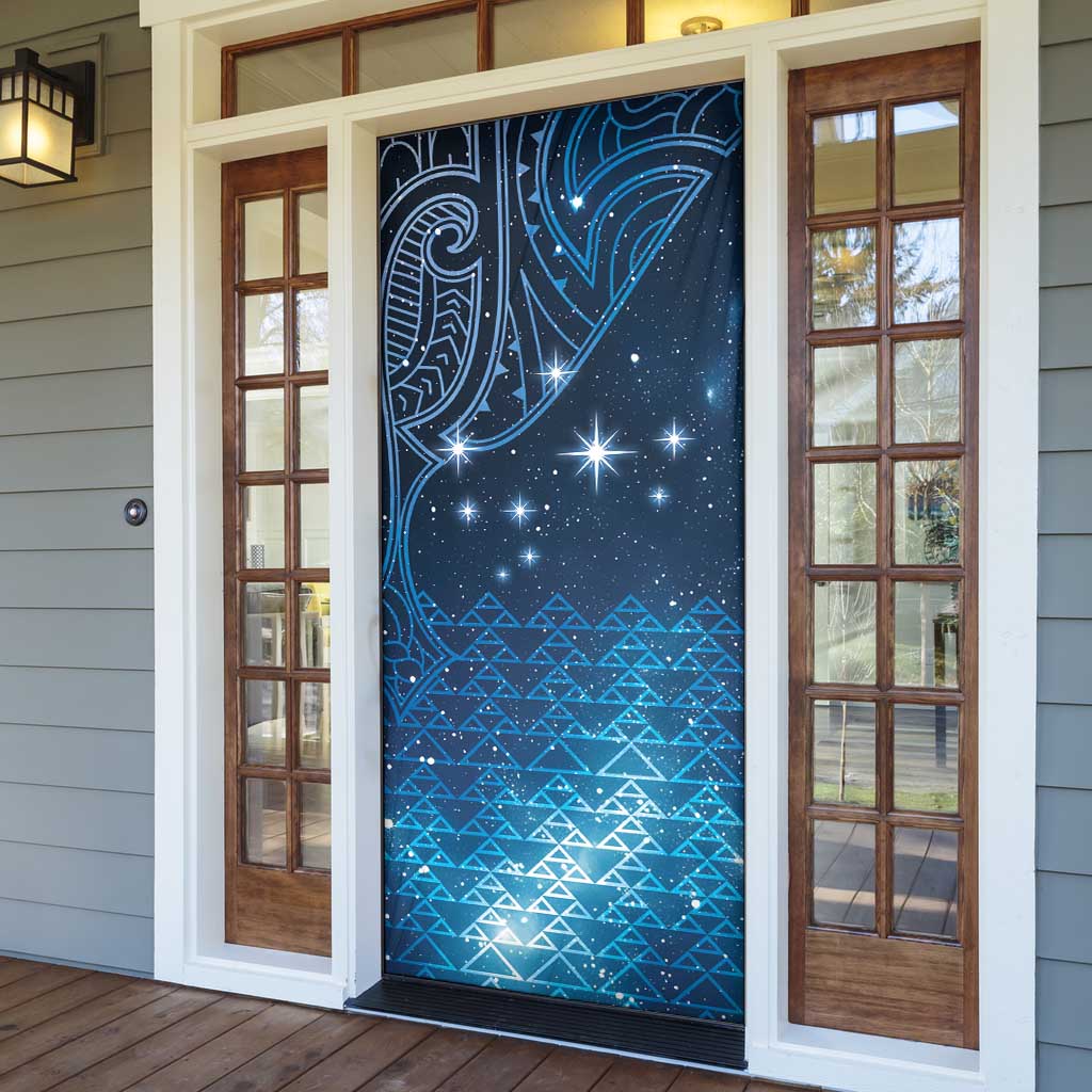 New Zealand Matariki Door Cover Taniko Aramoana With Maori Galaxy Sky Night LT9 - Polynesian Pride