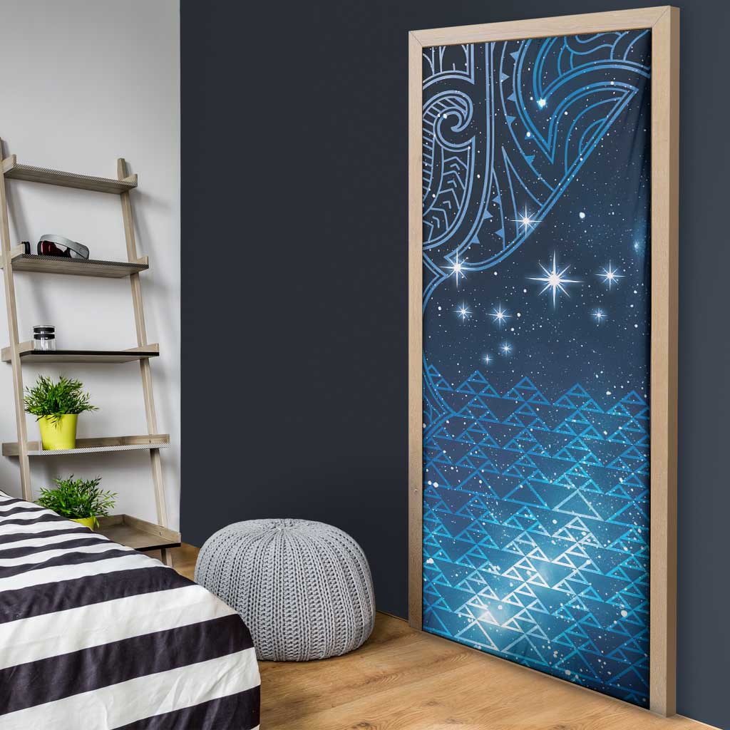 New Zealand Matariki Door Cover Taniko Aramoana With Maori Galaxy Sky Night LT9 - Polynesian Pride