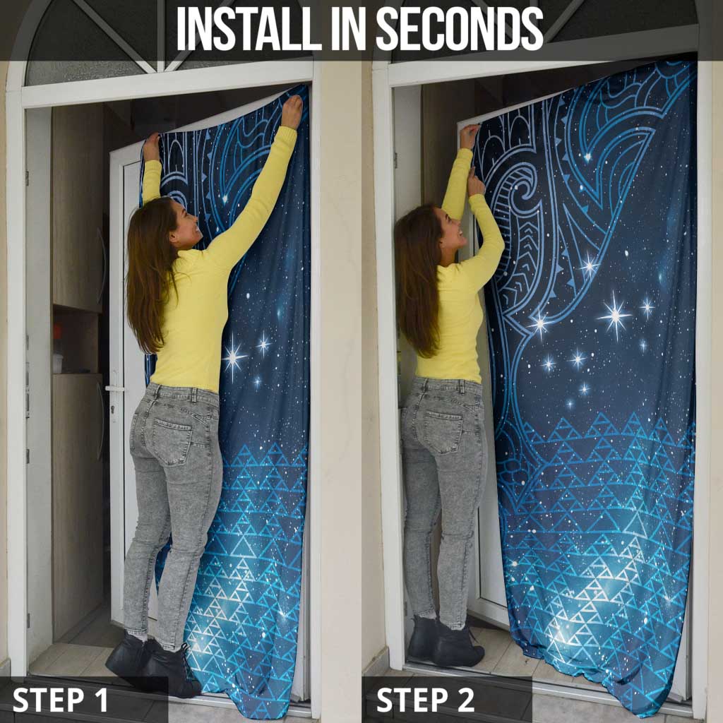 New Zealand Matariki Door Cover Taniko Aramoana With Maori Galaxy Sky Night LT9 - Polynesian Pride
