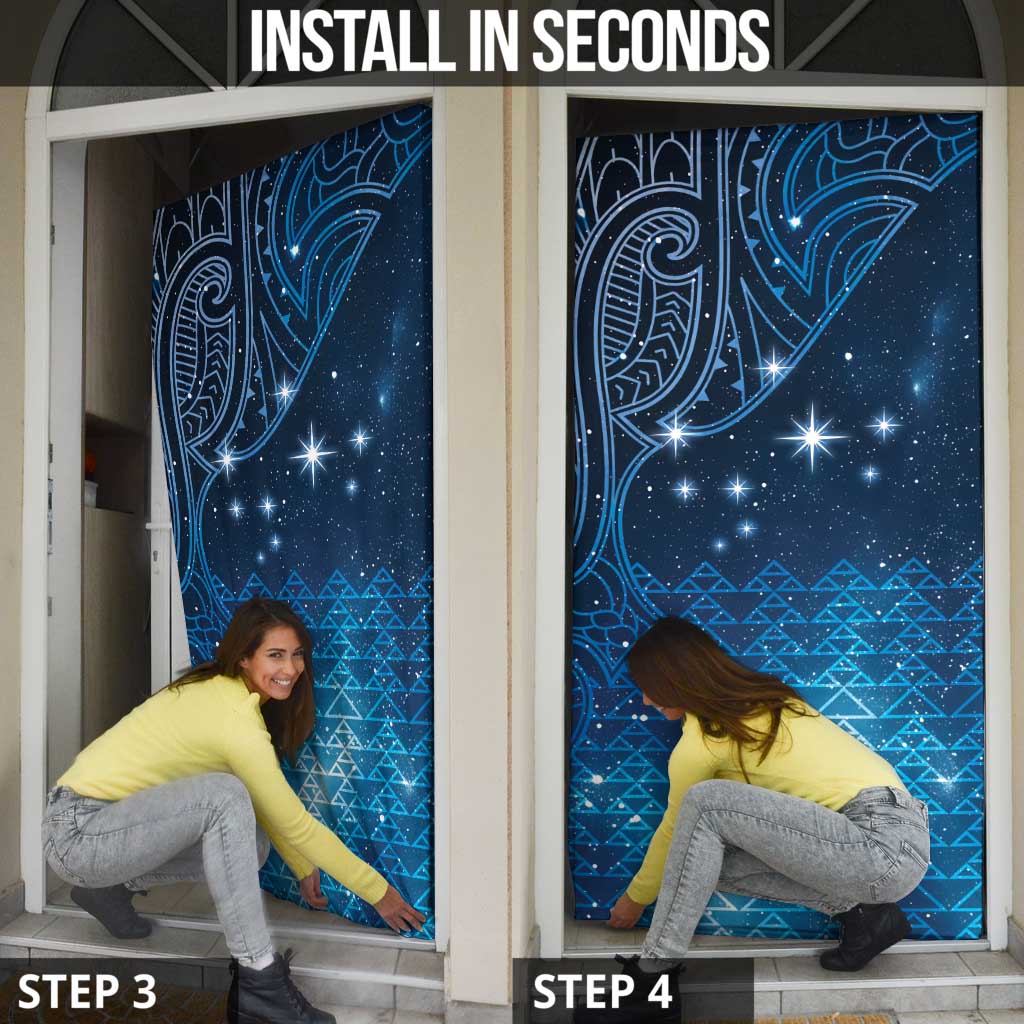 New Zealand Matariki Door Cover Taniko Aramoana With Maori Galaxy Sky Night LT9 - Polynesian Pride
