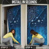 New Zealand Matariki Door Cover Taniko Aramoana With Maori Galaxy Sky Night LT9 - Polynesian Pride