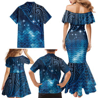 New Zealand Matariki Family Matching Mermaid Dress and Hawaiian Shirt Taniko Aramoana With Maori Galaxy Sky Night LT9 - Polynesian Pride