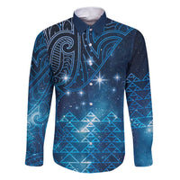 New Zealand Matariki Family Matching Puletasi and Hawaiian Shirt Taniko Aramoana With Maori Galaxy Sky Night LT9 Dad's Shirt - Long Sleeve Galaxy - Polynesian Pride