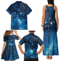 New Zealand Matariki Family Matching Tank Maxi Dress and Hawaiian Shirt Taniko Aramoana With Maori Galaxy Sky Night LT9 - Polynesian Pride