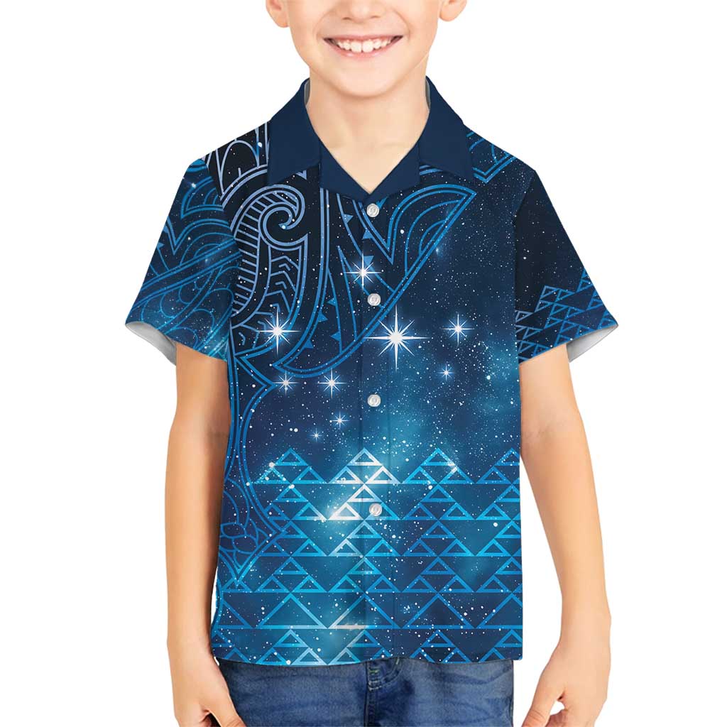 New Zealand Matariki Family Matching Tank Maxi Dress and Hawaiian Shirt Taniko Aramoana With Maori Galaxy Sky Night LT9 Son's Shirt Galaxy - Polynesian Pride