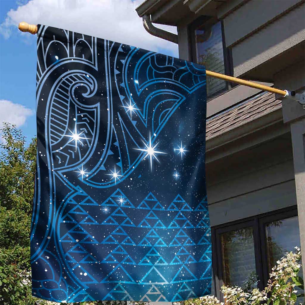 New Zealand Matariki Garden Flag Taniko Aramoana With Maori Galaxy Sky Night LT9 - Polynesian Pride