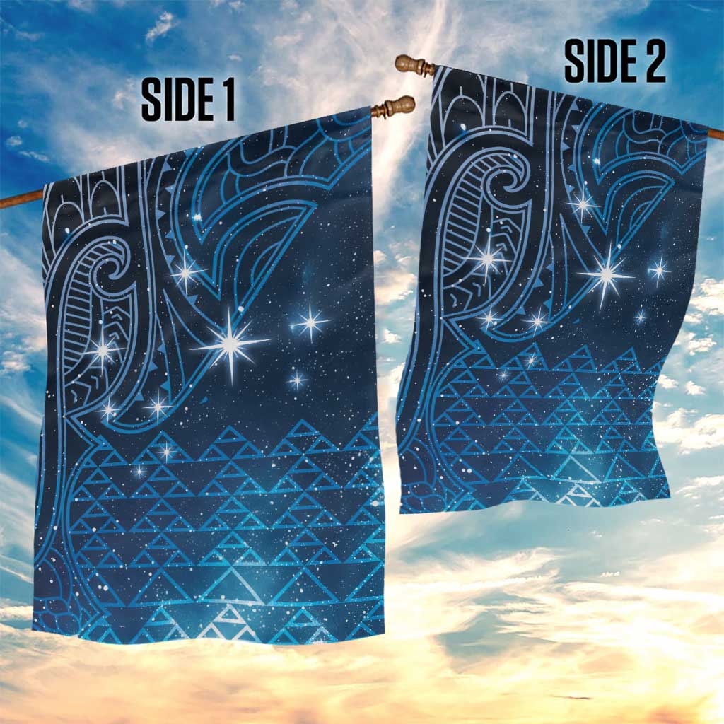 New Zealand Matariki Garden Flag Taniko Aramoana With Maori Galaxy Sky Night LT9 - Polynesian Pride