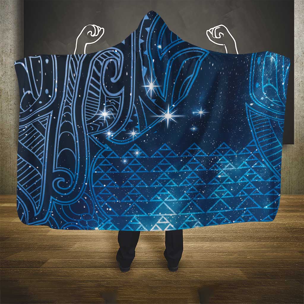 New Zealand Matariki Hooded Blanket Taniko Aramoana With Maori Galaxy Sky Night LT9 - Polynesian Pride