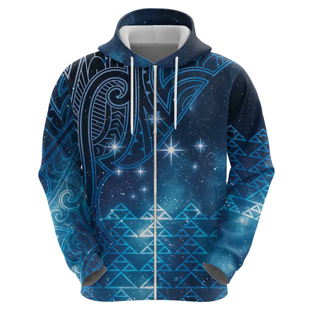 New Zealand Matariki Hoodie Taniko Aramoana With Maori Galaxy Sky Night LT9 - Polynesian Pride