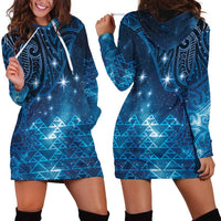 New Zealand Matariki Hoodie Dress Taniko Aramoana With Maori Galaxy Sky Night LT9 - Polynesian Pride