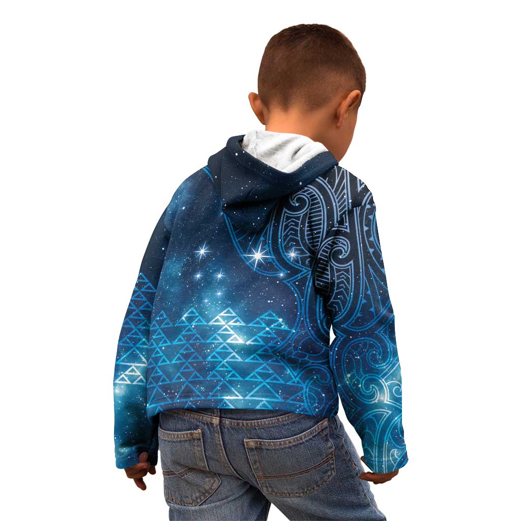 New Zealand Matariki Kid Hoodie Taniko Aramoana With Maori Galaxy Sky Night LT9 - Polynesian Pride