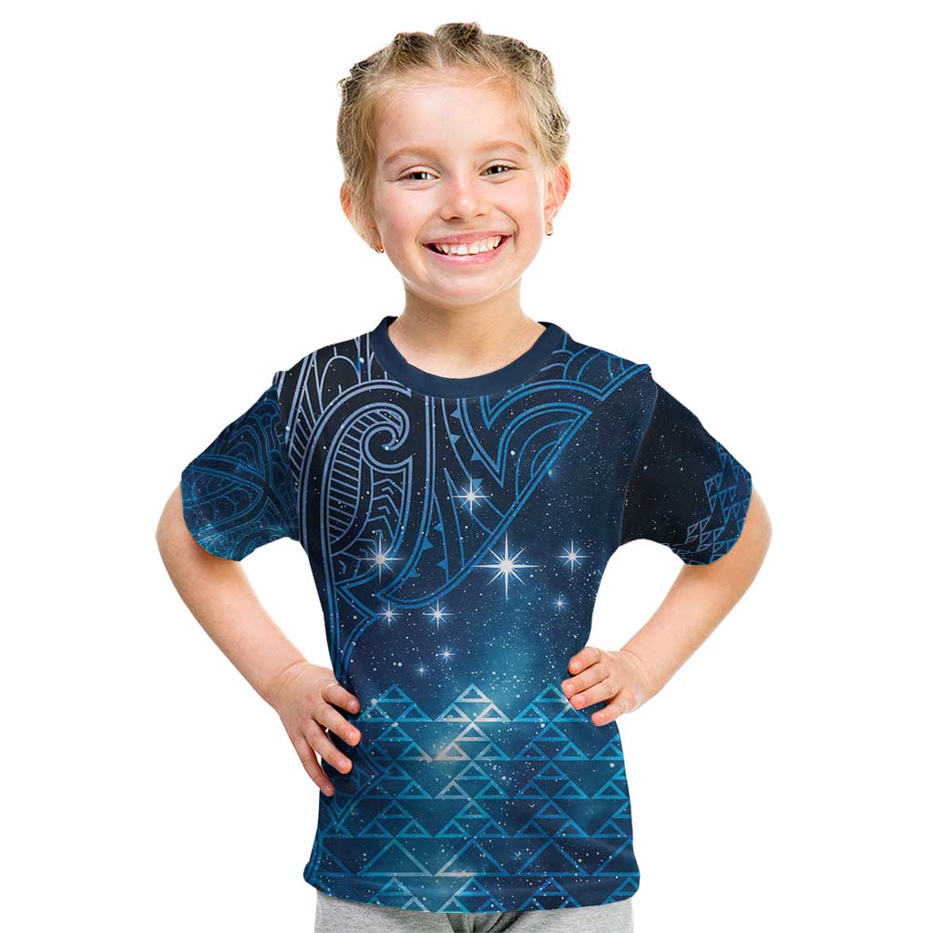 New Zealand Matariki Kid T Shirt Taniko Aramoana With Maori Galaxy Sky Night LT9 Galaxy - Polynesian Pride