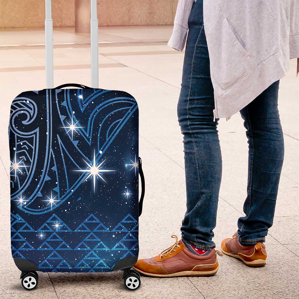 New Zealand Matariki Luggage Cover Taniko Aramoana With Maori Galaxy Sky Night LT9 Galaxy - Polynesian Pride